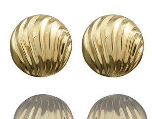 Golden earrings  isolated on white background