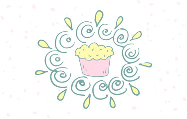 Hand drawn doodle Easter egg icon with funny decoration frame, vector illustration Spring bunny symbols collection Cartoon decoration element: egg, rabbit, basket, bunny  hunt, hearts, boarders