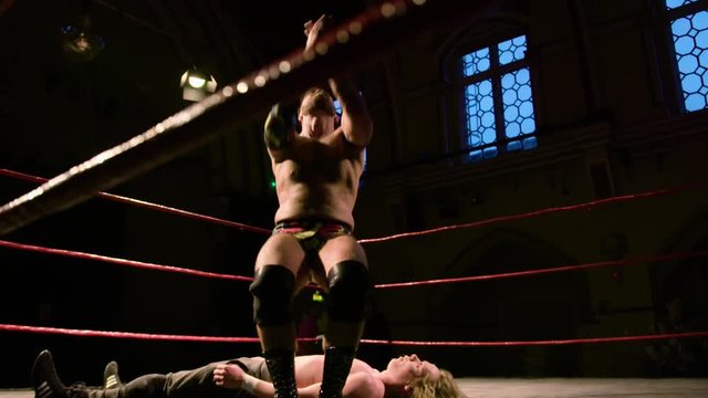 Wrestler Slam & Backflip in Ring during Wrestling Match