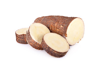 raw cassava isolated on white background