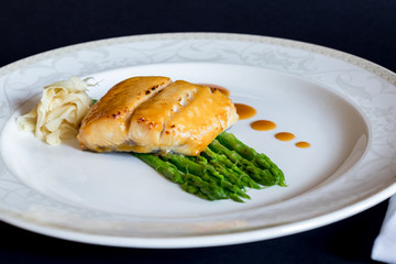 Black cod with asparagus