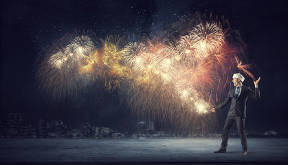 Receipt of his success . Mixed media