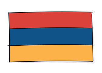 Flag of armenia icon. Vector doodle illustration