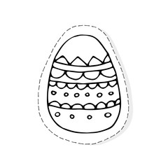 Hand drawn Easter related icon sticker - egg decorated with doodle elements. Vector illustration Cartoon spring holiday concept. Decoration colorful eggs, with cute borders, girly sketch style