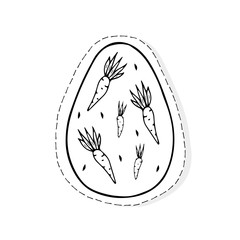 Hand drawn Easter related icon sticker - egg decorated with doodle elements. Vector illustration Cartoon spring holiday concept. Decoration colorful eggs, with cute borders, girly sketch style