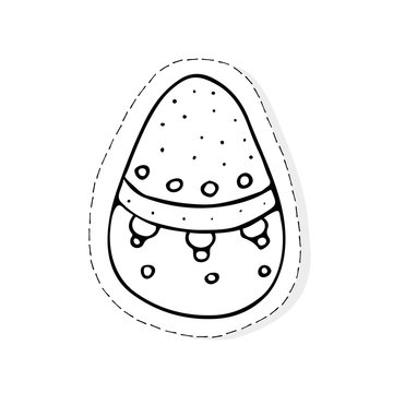 Hand drawn Easter related icon sticker - egg decorated with doodle elements. Vector illustration Cartoon spring holiday concept. Decoration colorful eggs, with cute borders, girly sketch style