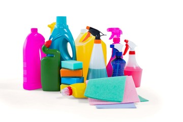 Cleaning liquid bottles and wipe pads