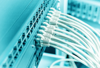ethernet cable on network switches background