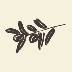 Fototapeta premium Ink hand drawn olive tree branches vector