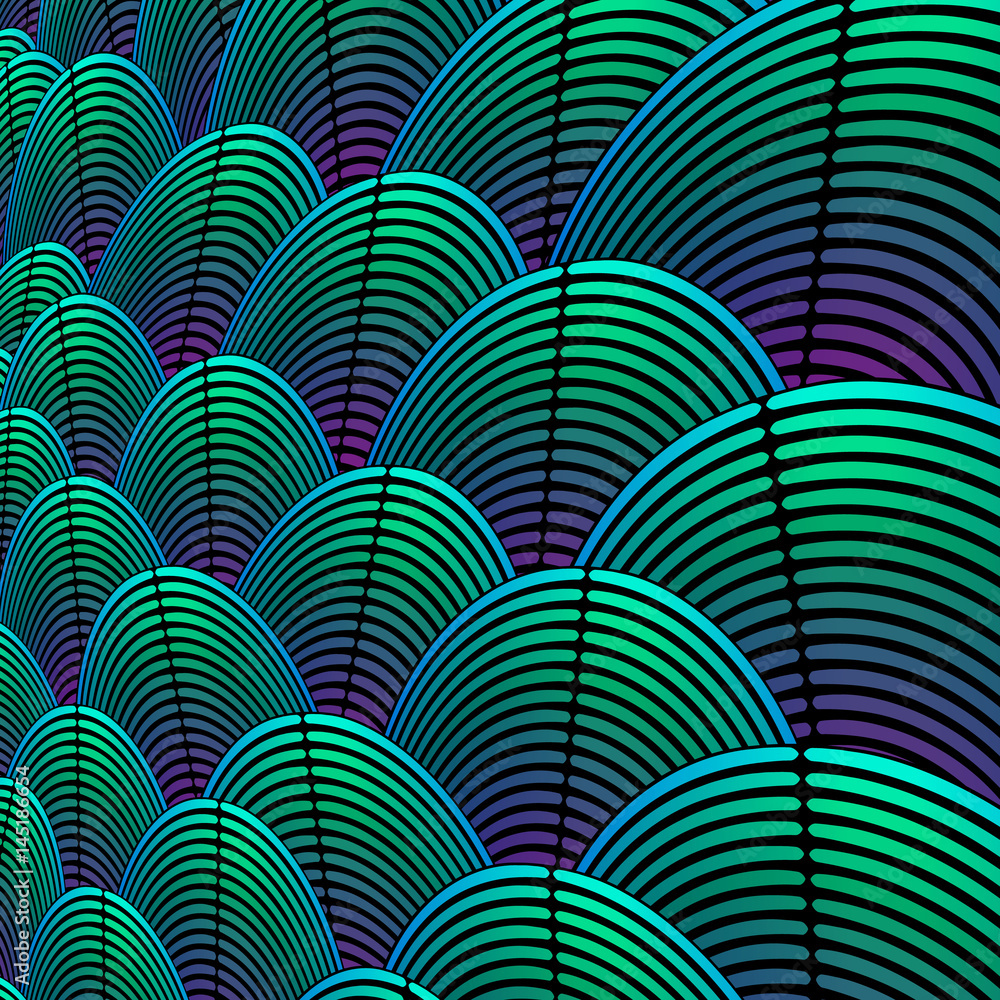 Aufkleber feather styled background with curved lines styled as exotic bird plumage pattern