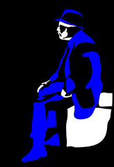 vector sitting elderly man silhouette