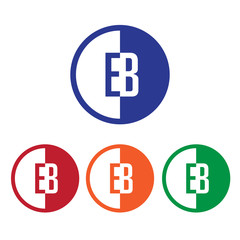 EB initial circle half logo blue,red,orange and green color