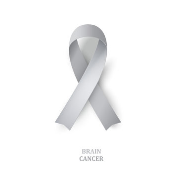 Grey awareness ribbon as symbol of  brain disorders