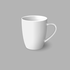 White coffee cup isolated on grey background
