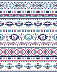 Seamless Ethnic pattern textures. Pink & Navy colors. Navajo geometric print. Rustic decorative ornament. Abstract geometric pattern. Native American pattern. Ornament for the design of clothing