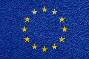 europe union flag painted on leather texture