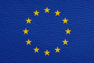 europe union flag painted on leather texture