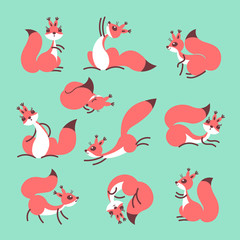 Cartoon cute squirrel. Little funny squirrels. Vector illustration