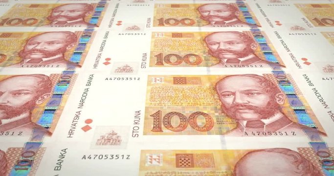 Banknotes of one hundred croatian kunas of Croatia, cash money, loop