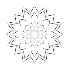 Mandala ornament. Round template. Decorative element  can be used for greeting card, wedding invitation, yoga poster, coloring book.. Doodle emblem.