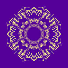 Mandala ornament. Round template. Decorative element  can be used for greeting card, wedding invitation, yoga poster, coloring book.. Doodle emblem.