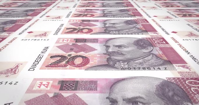 Banknotes of twenty croatian kunas of Croatia, cash money, loop
