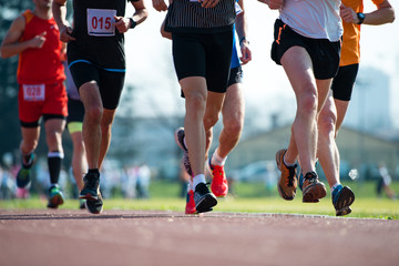 Fototapeta premium Group of marathon racers runningon the track