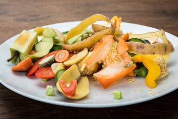 Vegetable And Fruit Peelings On Plate