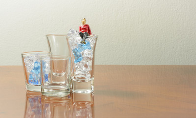 boy figurine and ice