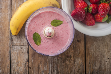 Fresh strawberry and banana smoothie