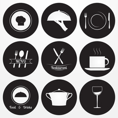 Restaurant icons set