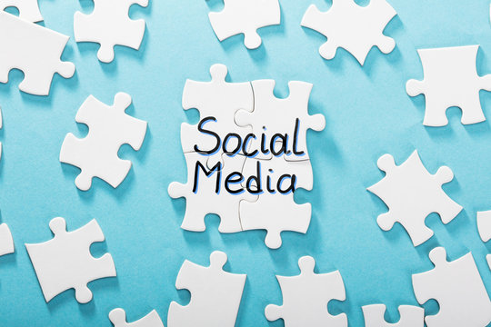 Social Media Word Made With Puzzle