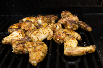 Barbecued chicken wings golden brown
