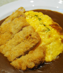 Tonkatsu and Omelette with rice