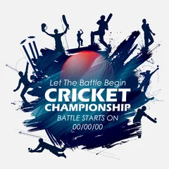 Zelfklevend Fotobehang Batsman and bowler playing cricket championship sports © vectomart