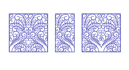 Laser cut vector panel. Cutting paper, wood, metal. Swirls vector illustration hand drawn. Line art.