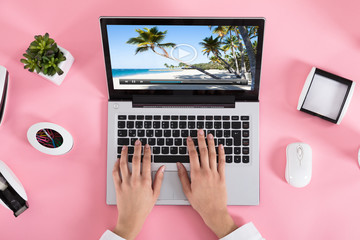 Woman Watching Video On Laptop