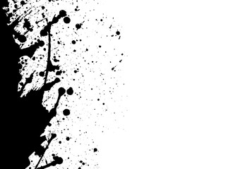 Naklejka na ściany i meble abstract Black ink splatter background, isolated on white.