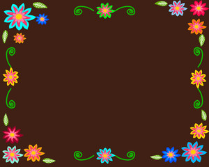 Colorful Spring flower as a border on white background