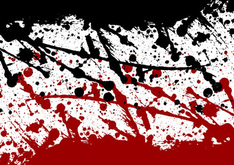 abstract vector paint splatter black and red color isolated background