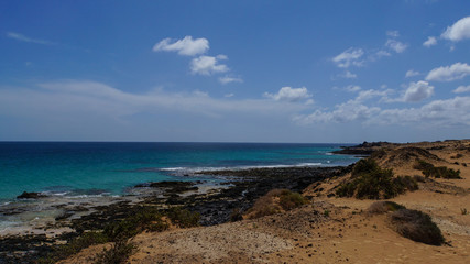 Dreamlike coast of Corralejo on the island of Fuerteventura