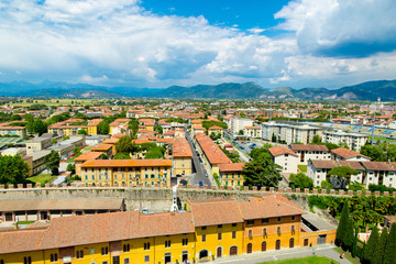 Naklejka premium The view from the leaning tower on square of miracles and Pisa