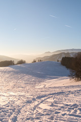 Snow panorama in mountains