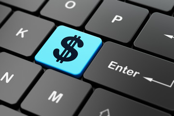 Money concept: Dollar on computer keyboard background