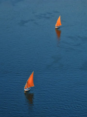 Two sailing boats from a bird's eye view