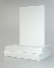 white realistic of books on gray background. 3d rendering