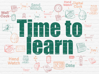 Time concept: Time to Learn on wall background