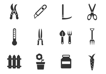 garden tools icon set