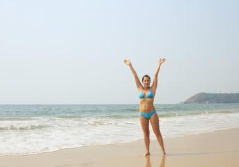 Beauty woman relaxing on the tropical beach