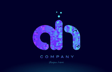 ah a h bubble circle dots pink blue alphabet letter logo icon vector